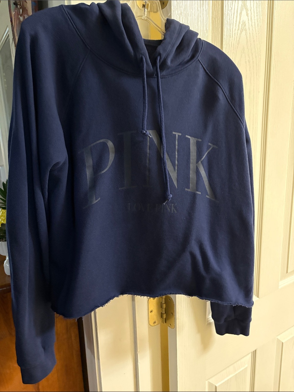 PINK Victoria's Secret Navy Cropped Pullover Hoodie